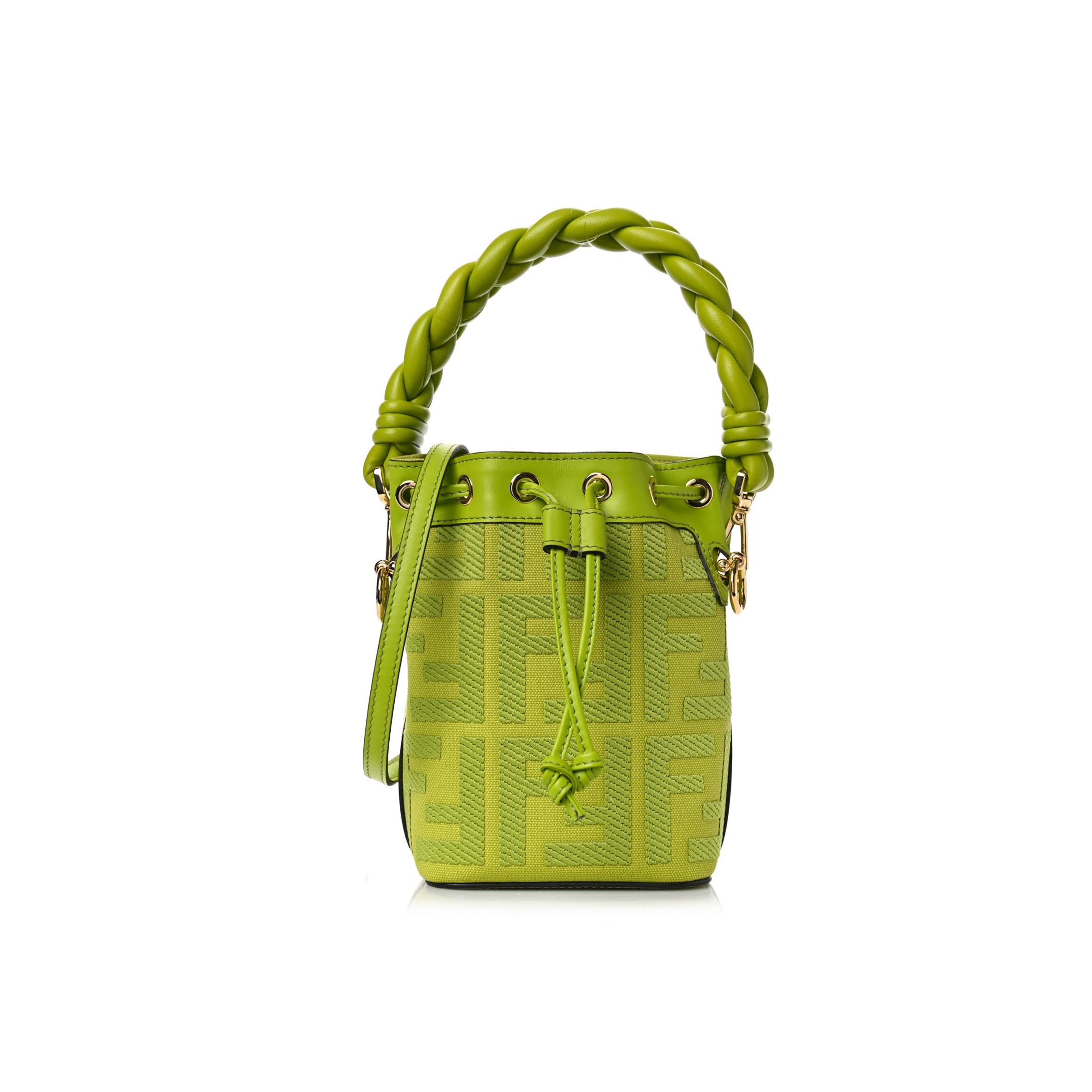 F**di canvas nappa f is F**di ff embroidered mini mon tresor bucket bag wasabi 8bs010akkwf1jcp (18*12*10cm)